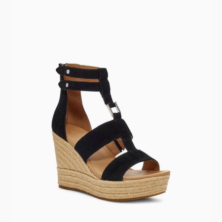 UGG Kolfax Suede Black Sandals for Women (OCTU80279)